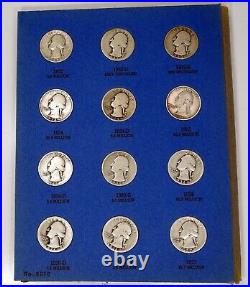 1932 D S 1945 Washington Silver 25C Quarter 37 Coin Set Whitman FULL Album AU XF