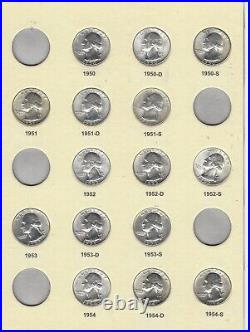 1950-1959 Complete Set Washington Quarter AU or Better 25 Coins. 90 Silver