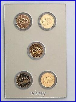 1999 24K Gold Plated QUARTER 5 Coin Set 25 cents