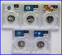 2000 S State (MA, MD, VA, NH, SC) Proof SILVER PCGS 70 Five Coin Quarter Set