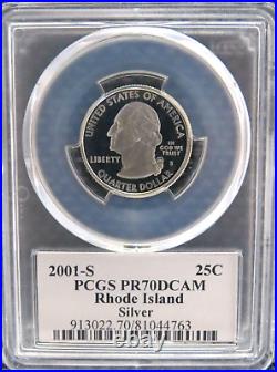 2001 S SILVER Quarter (RI NC NY VT KY) Proof PCGS PR70DCAM State Flag 5-Coin Set