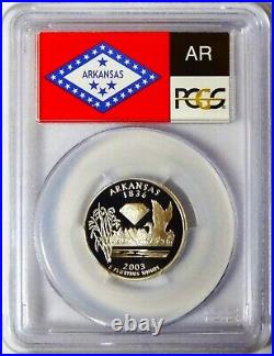 2003-s Silver Washington Quarter Coin Set State Series Flag Labels Pcgs Pr70dcam