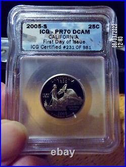 2005-S ICG Graded State Quarter 5 coin Set #231/981 (First Day Of Issue)