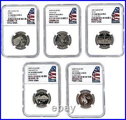 2007 S Clad Quarter 5 Coin Set NGC PF70 Ultra Cameo Made In USA Holder withCase