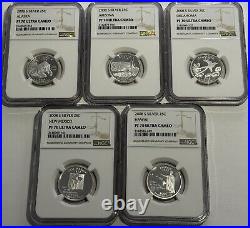 2008 S Ngc Pf70 Ultra Cameo Silver Proof 5 Coin Statehood Quarter Set 25c