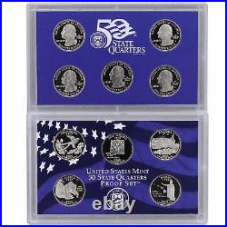 2008 S Proof State Quarter Set 10 Pack Original Boxes & COAs 50 CN-Clad Coins