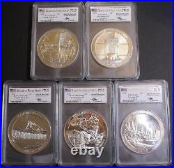 2010.25C 5 oz. 999 Silver ATB Natl. Parks PCGS MS69/PL/DMPL Mercanti 5 Coin Set