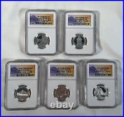 2010 S NGC PF69 Ultra Cameo America The Beautiful Silver Quarters 5 Coin Set