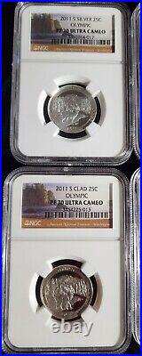 2011 10 Coin Year Set Silver/Clad Washington Quarter Statehood NGC PF70. SC235