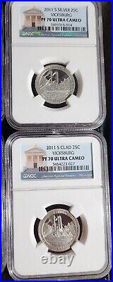 2011 10 Coin Year Set Silver/Clad Washington Quarter Statehood NGC PF70. SC235