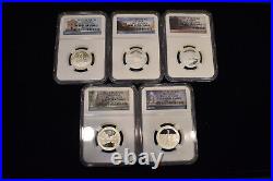 2011 S Proof Silver 5 Coin Quarter Set Ngc Pf69 Ultra Cameo National Parks E/r