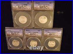 2011 -S Quarter 5 Coin Set ANACS PR 70 DCAM