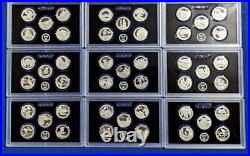 2012 S 2020 S 90% SILVER Proof Quarter Set 45 Coins-No Box/COA-Nine Sets