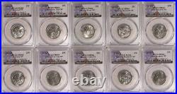 2016 P & D National Park 10 Coin Quarter Set 25c PCGS MS66 USA Flag