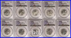 2016 P & D National Park 10 Coin Quarter Set 25c PCGS MS67 USA Flag