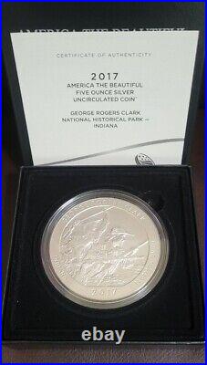 2017 America The Beautiful 5oz Silver Burnished Coins Uncirculated Complete Set