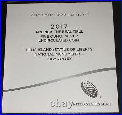 2017-P US Mint America the Beautiful ATB 5 oz Silver 5-Coin Set withBoxes & COAs