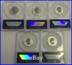 2018 S Anacs Rp70 Dcam First Strike Silver Reverse Proof 5 Coin Quarter Set Pm