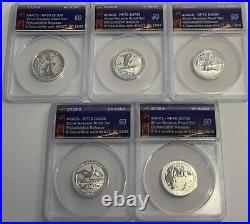 2018 S Anacs Rp70 Dcam First Strike Silver Reverse Proof 5 Coin Quarter Set Pm