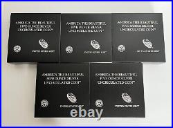 2019 America The Beautiful 5oz Silver Uncirculated Coins Complete Set of 5