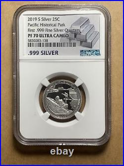 2019-S Silver Proof Washington Quarter Set 25c 5 Coins PF70 NGC