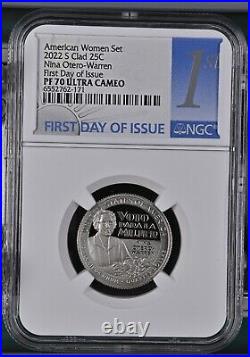 2022 S Clad AMERICAN WOMEN SET Quarters NGC PF70 FDOI 5-coin Quarter Issue 1st