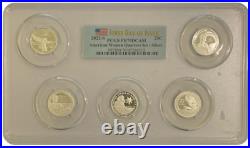 2022 S Silver Quarters Set American Woman Set Of 5 Coins Pcgs Pr70dcam Fdoi Flag