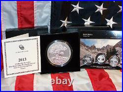 4 COIN 2013 5oz SILVER SATIN A-T-B GREAT BASIN QUARTER WITH 3 pc PROOF/UNC SET