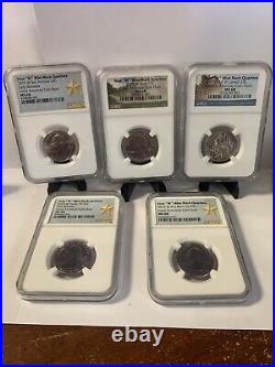 5 Coin Set 2019-W Point Quarters NGC MS68 Memorial Lowell River Pacific San