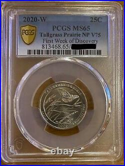 Amazing Set! 2020 W Quarters? PCGS MS65? All 5 Coins First Week Gold Shield