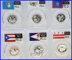 Collection50 State & 6 Territory Silver Quarter-PCGS PR69DCAM-State Flag56Coins