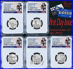 First Day of Issue 5-coin PF70 Set 2022S NGC American Women CLAD QUARTER withCOA