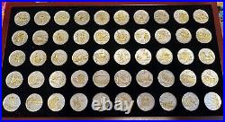 Gold & Silver Highlighted US Statehood Quarters PCS Stamps & Coins 50 Coin Set