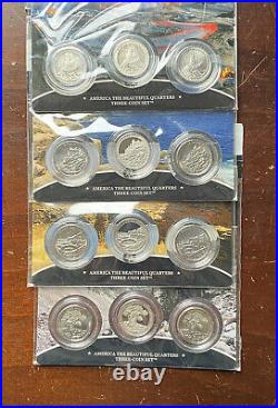 Lot of 19 America The Beautiful Quarters Three Coin Mint Sets SEALED US MINT