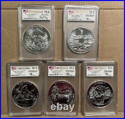 Set (5) 2011 5 oz America the Beautiful ATB Silver Coins PCGS MS69 First Strike