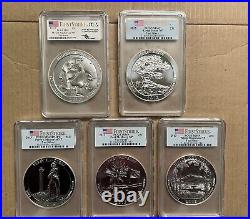 Set (5) 2013 5 oz America the Beautiful ATB Silver Coins PCGS MS69 First Strike