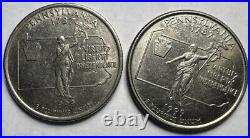 Twelve (12) 1999's State Quarters Circulated, from Philadelphia & Denver Mints